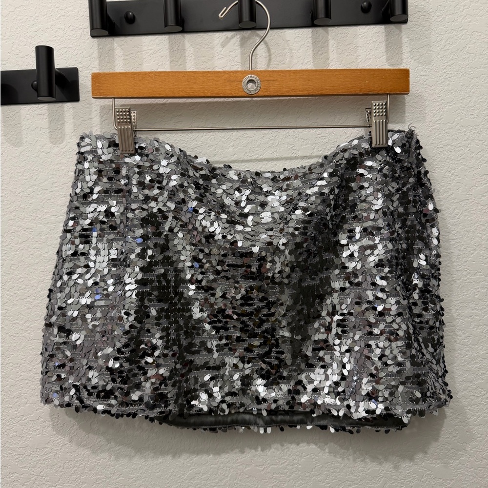 Urban Outfitters Shimmering Silver Mini Skirt